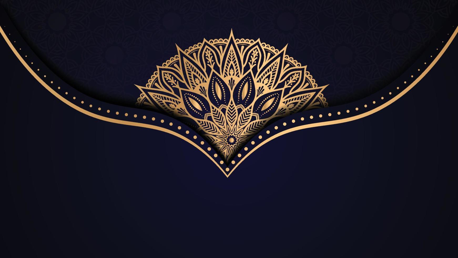 design di sfondo mandala ornamentale di lusso dorato con motivo a carta di invito a nozze vintage vettore