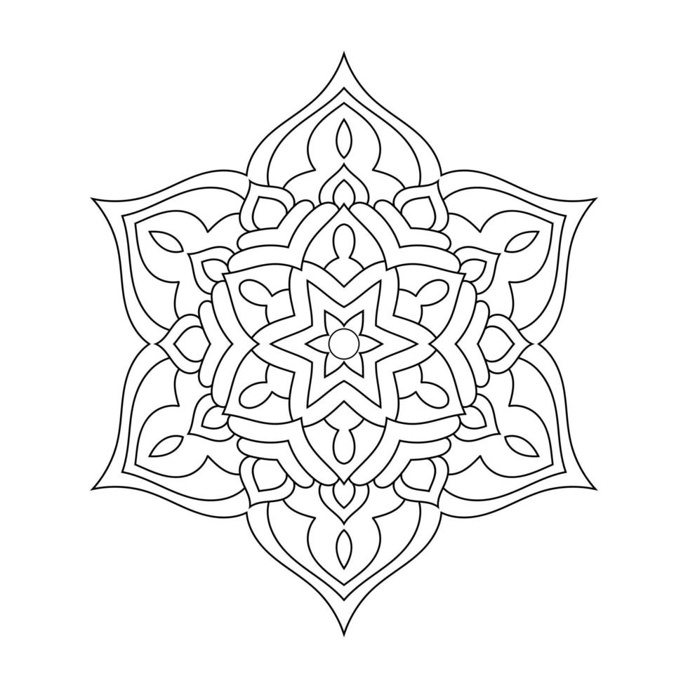 motivo floreale mandala con stile etnico arabo contorno floreale bianco e nero indiano art vettore