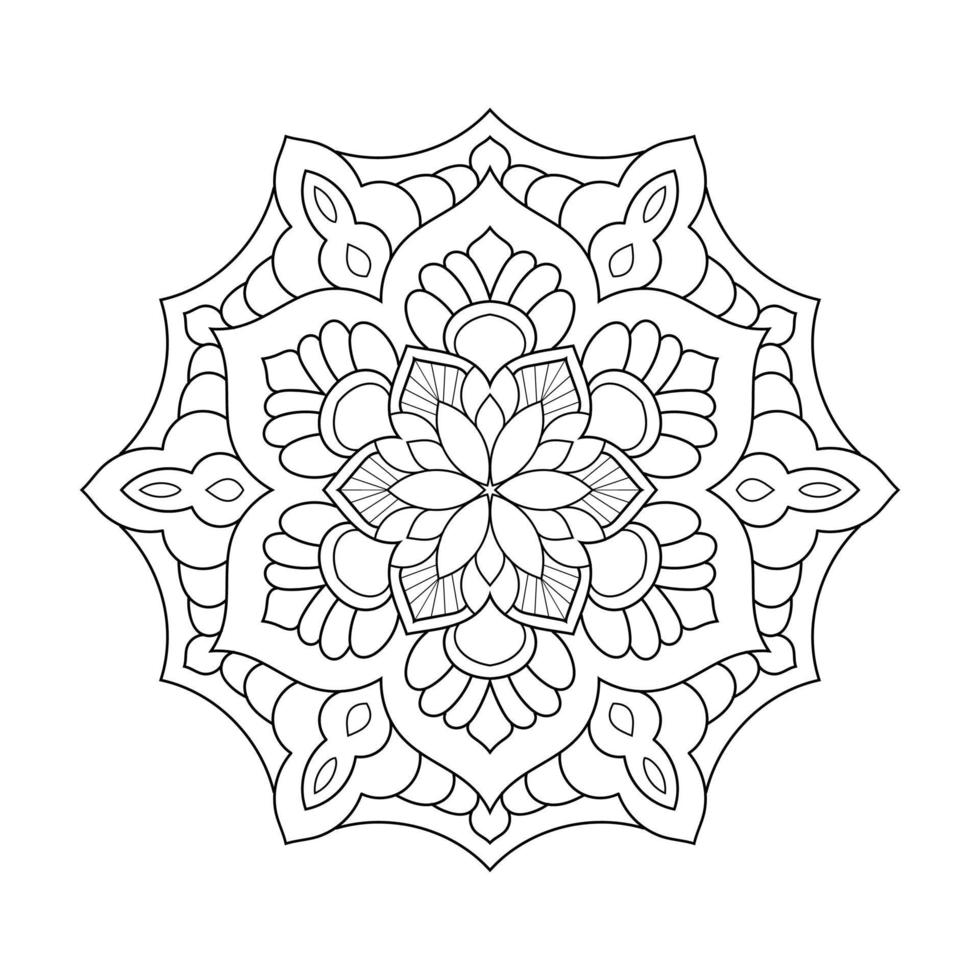 motivo floreale mandala con stile etnico arabo contorno floreale bianco e nero indiano art vettore