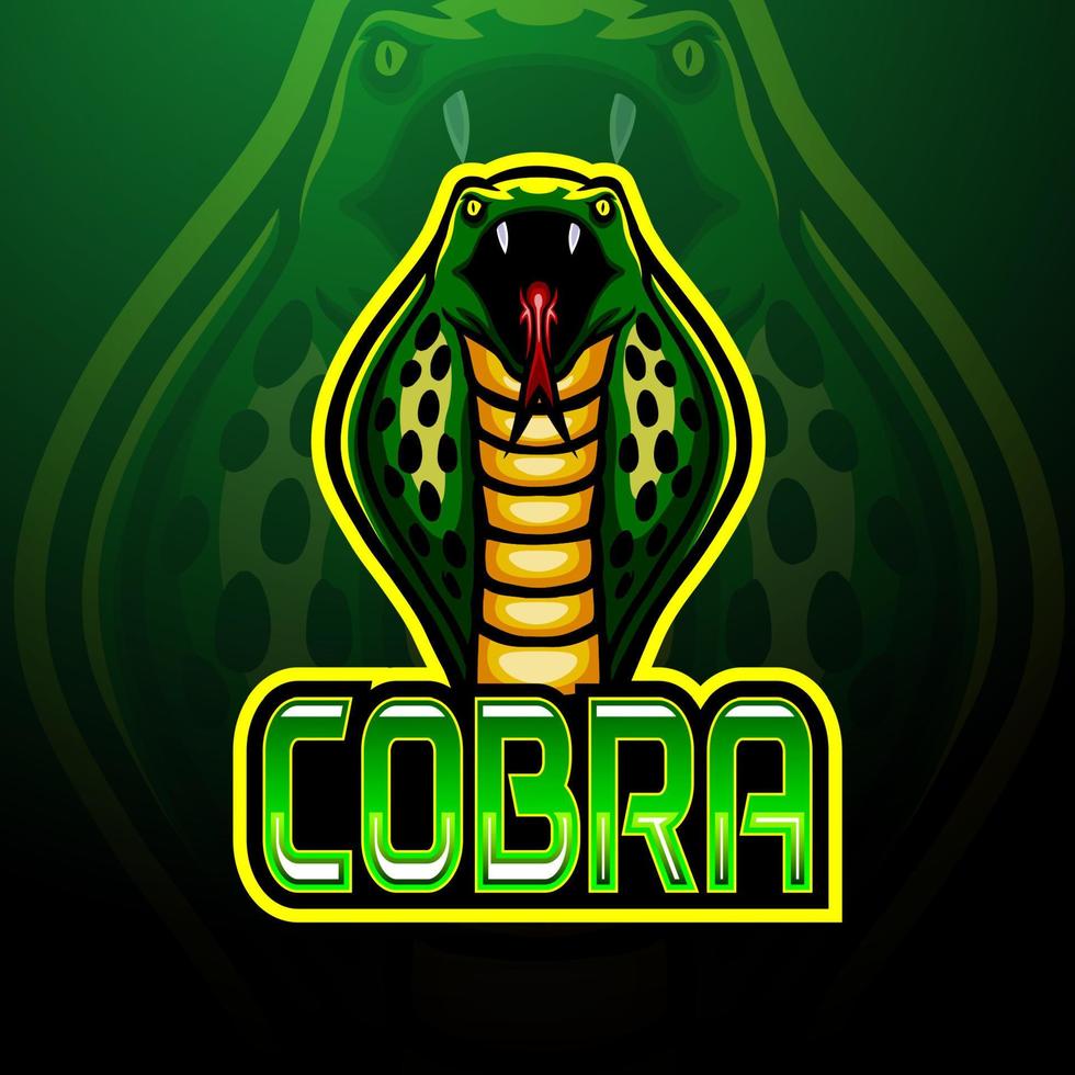 design della mascotte del logo cobra esport vettore