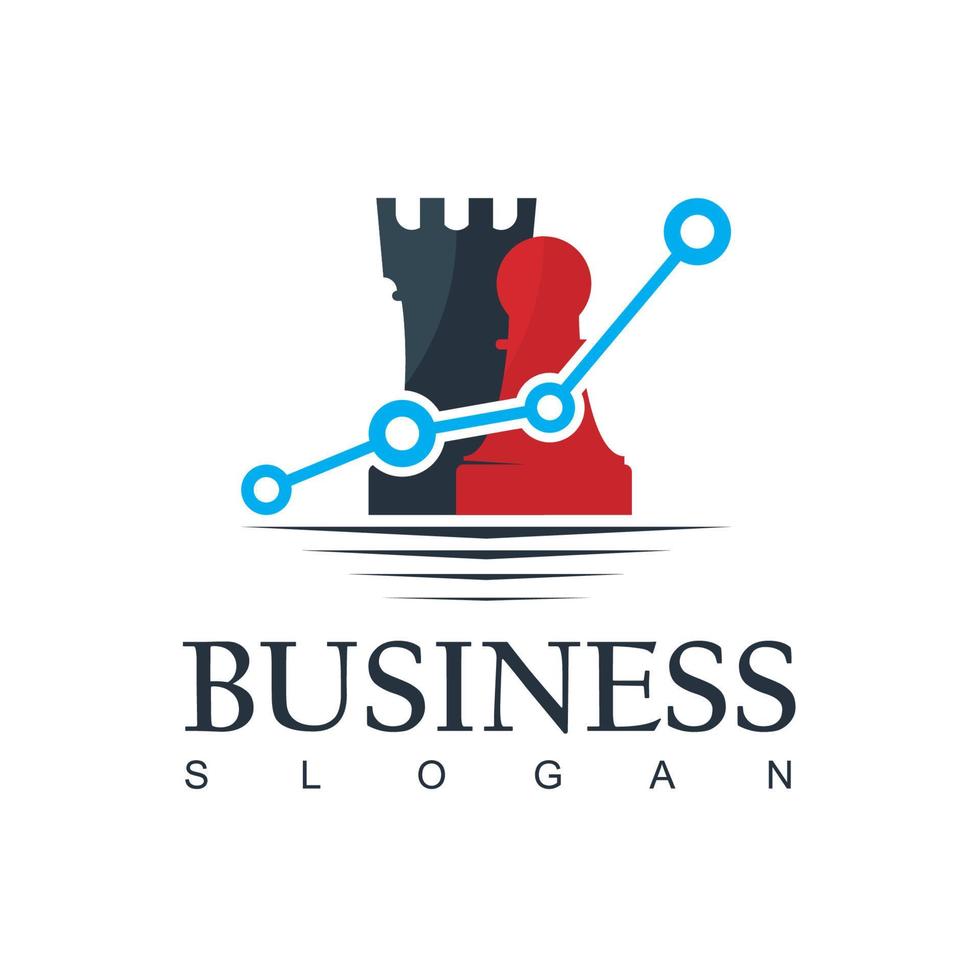 logo della strategia aziendale con l'illustrazione dell'icona di scacchi vettore