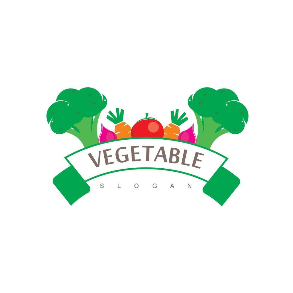 modello di progettazione di logo vegetale, simbolo di cibo sano vettore