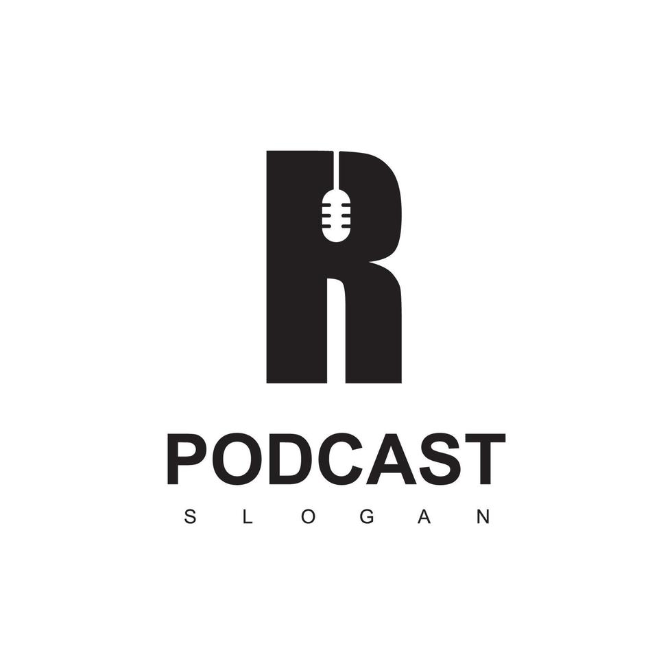 lettera r, logo radio e podcast vettore