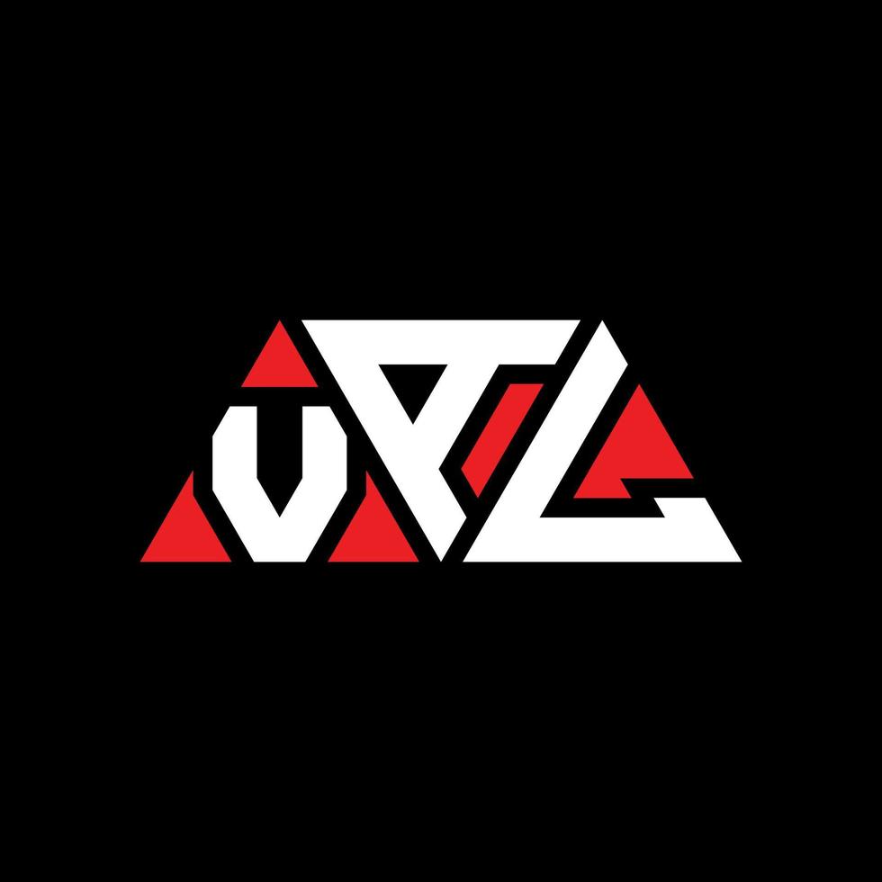 design del logo della lettera triangolo val con forma triangolare. monogramma di design del logo del triangolo val. modello logo val triangolo vettoriale con colore rosso. logo triangolare val logo semplice, elegante e lussuoso. val