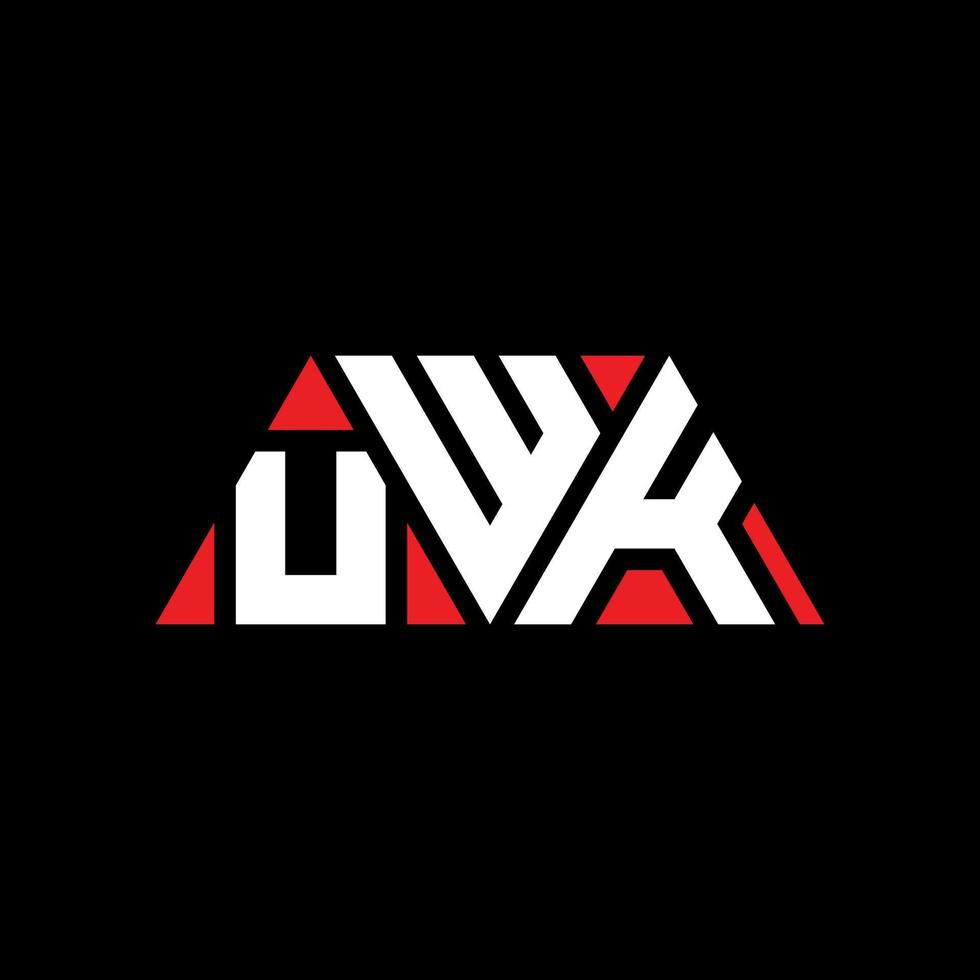 design del logo della lettera del triangolo uwk con forma triangolare. monogramma di design del logo del triangolo uwk. modello di logo vettoriale triangolo uwk con colore rosso. uwk logo triangolare logo semplice, elegante e lussuoso. vabbè