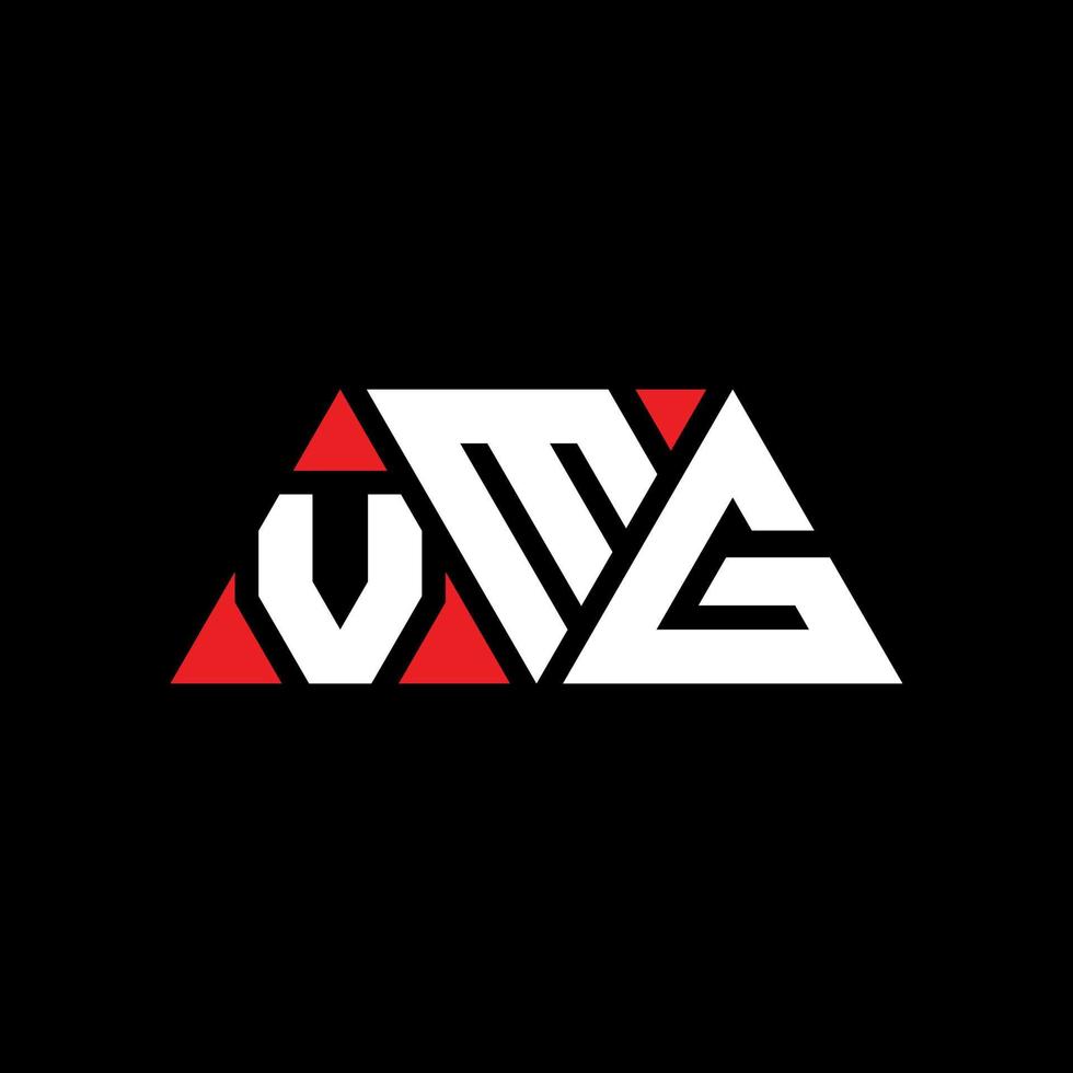 design del logo della lettera del triangolo vmg con forma triangolare. monogramma di design del logo del triangolo vmg. modello di logo vettoriale triangolo vmg con colore rosso. logo triangolare vmg logo semplice, elegante e lussuoso. vmg