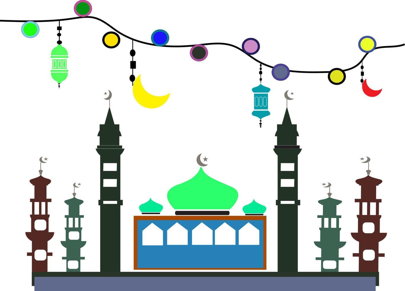 le sfumature delle luci e delle lanterne della moschea eid al-adha vettore