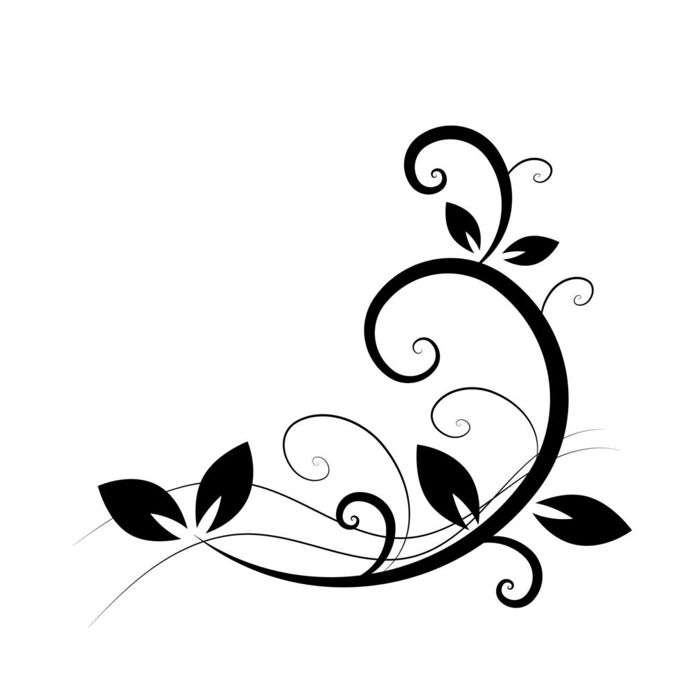 swirl ornamento floreale disegnato a mano isolato su sfondo bianco vettore