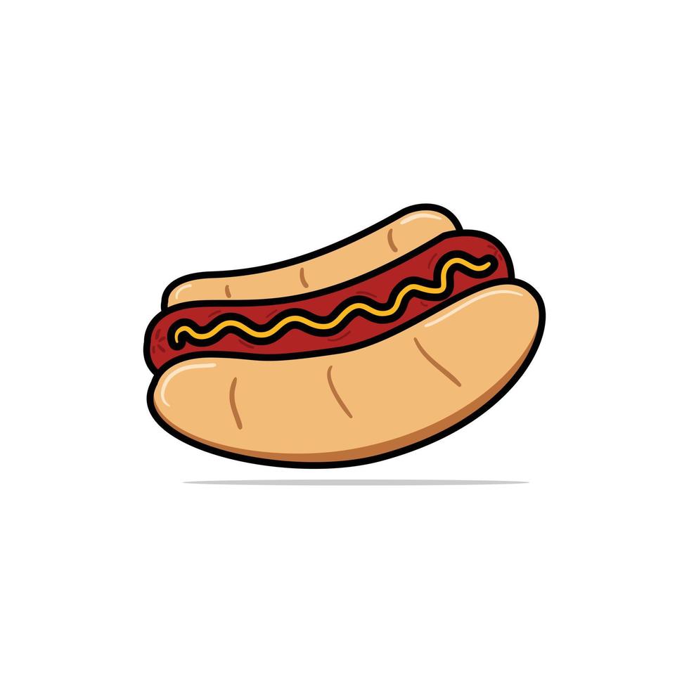 semplice hotdog in stile cartone animato vettore