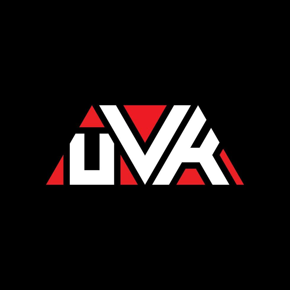 design del logo della lettera del triangolo uvk con forma triangolare. monogramma design logo triangolo uvk. modello di logo vettoriale triangolo uvk con colore rosso. logo triangolare uvk logo semplice, elegante e lussuoso. uvk