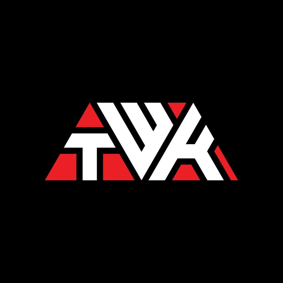 design del logo della lettera triangolare twk con forma triangolare. monogramma di design del logo del triangolo twk. modello di logo vettoriale triangolo twk con colore rosso. logo triangolare twk logo semplice, elegante e lussuoso. tk