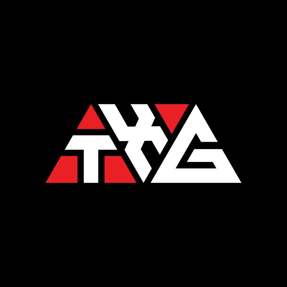 design del logo della lettera triangolare txg con forma triangolare. txg triangolo logo design monogramma. modello di logo vettoriale triangolo txg con colore rosso. logo triangolare txg logo semplice, elegante e lussuoso. txg