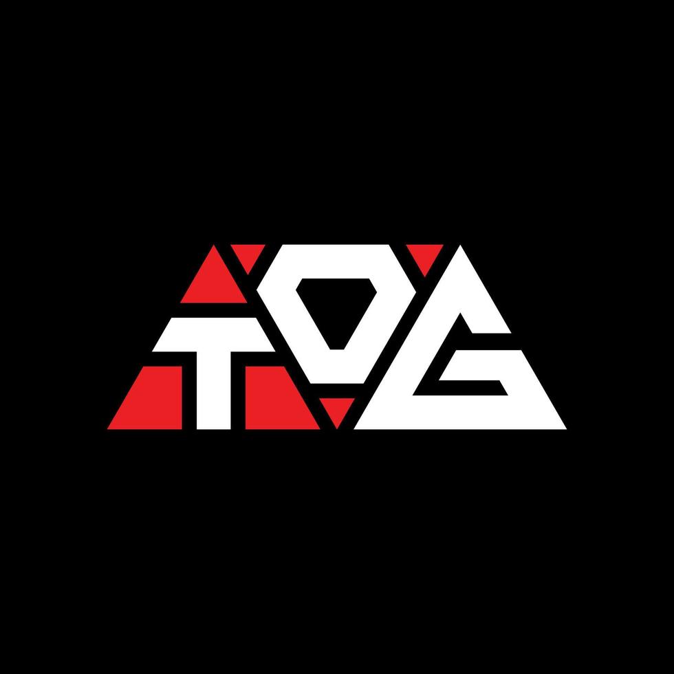 design del logo della lettera del triangolo tog con forma triangolare. monogramma del design del logo del triangolo tog. modello di logo vettoriale triangolo tog con colore rosso. tog logo triangolare logo semplice, elegante e lussuoso. insieme