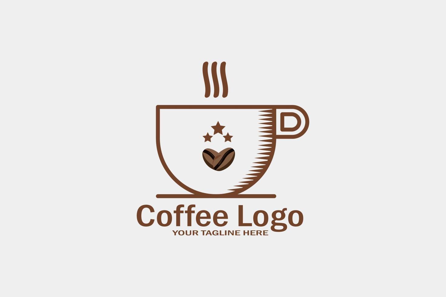 Illustrazione vettoriale del modello del logo della caffetteria a 3 stelle, logo del caffè dolce