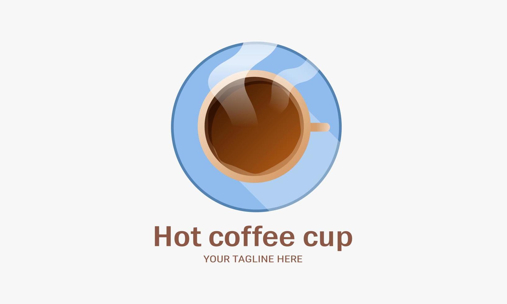 tazza di caffè caldo modello di logo della caffetteria illustrazione vettoriale logo del caffè dolce