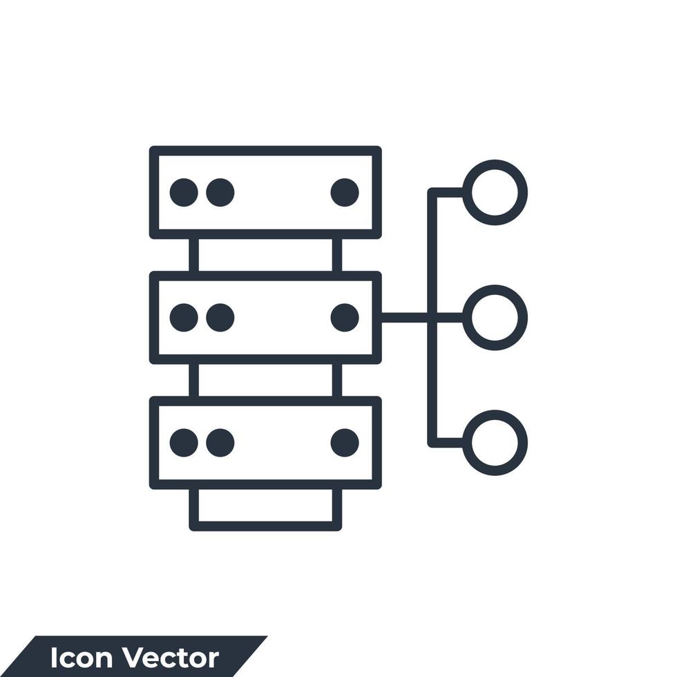 illustrazione vettoriale del logo dell'icona del sistema di database. modello di simbolo di data mining per la raccolta di grafica e web design