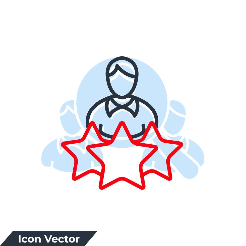 esperienza icona logo illustrazione vettoriale. persone con modello di simbolo di stelle per la raccolta di grafica e web design vettore