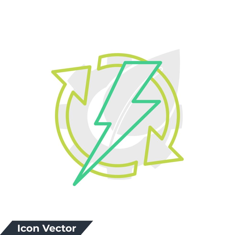 illustrazione vettoriale del logo dell'icona di energia rinnovabile. rinnovare il modello di simbolo di energia elettrica per la raccolta di grafica e web design