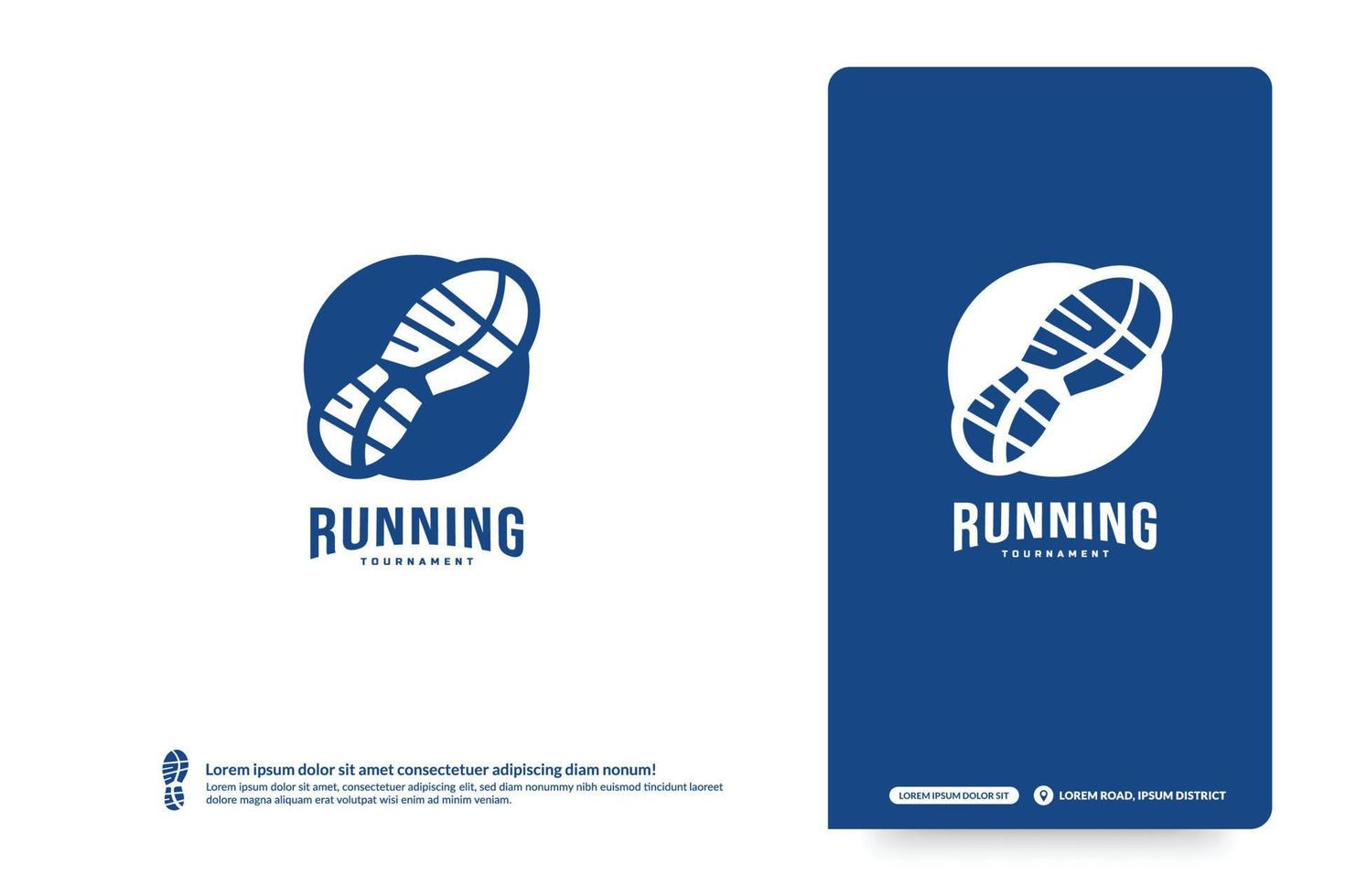 modello di logo del club in esecuzione, design degli emblemi del torneo di maratona. identità della squadra sportiva, illustrazioni vettoriali per badge e-sport