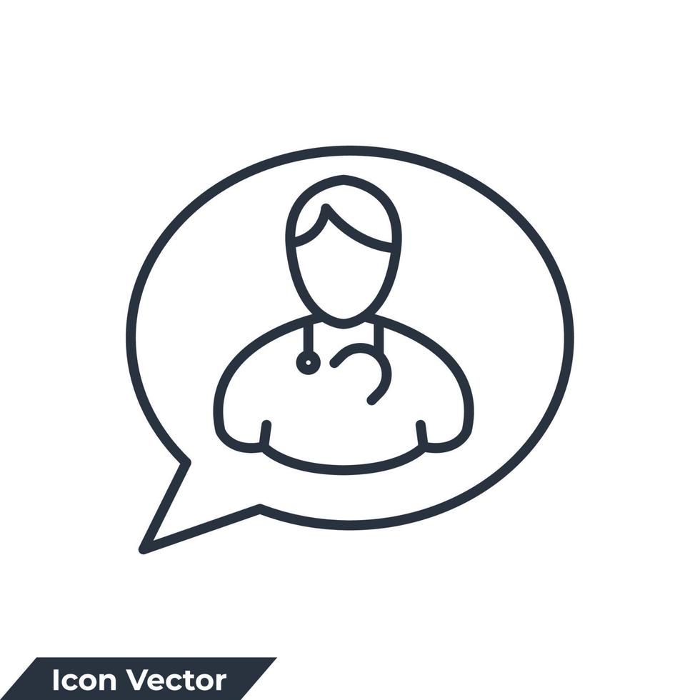 illustrazione vettoriale del logo dell'icona di consulenza online. modello di simbolo medico professionale online per la raccolta di grafica e web design