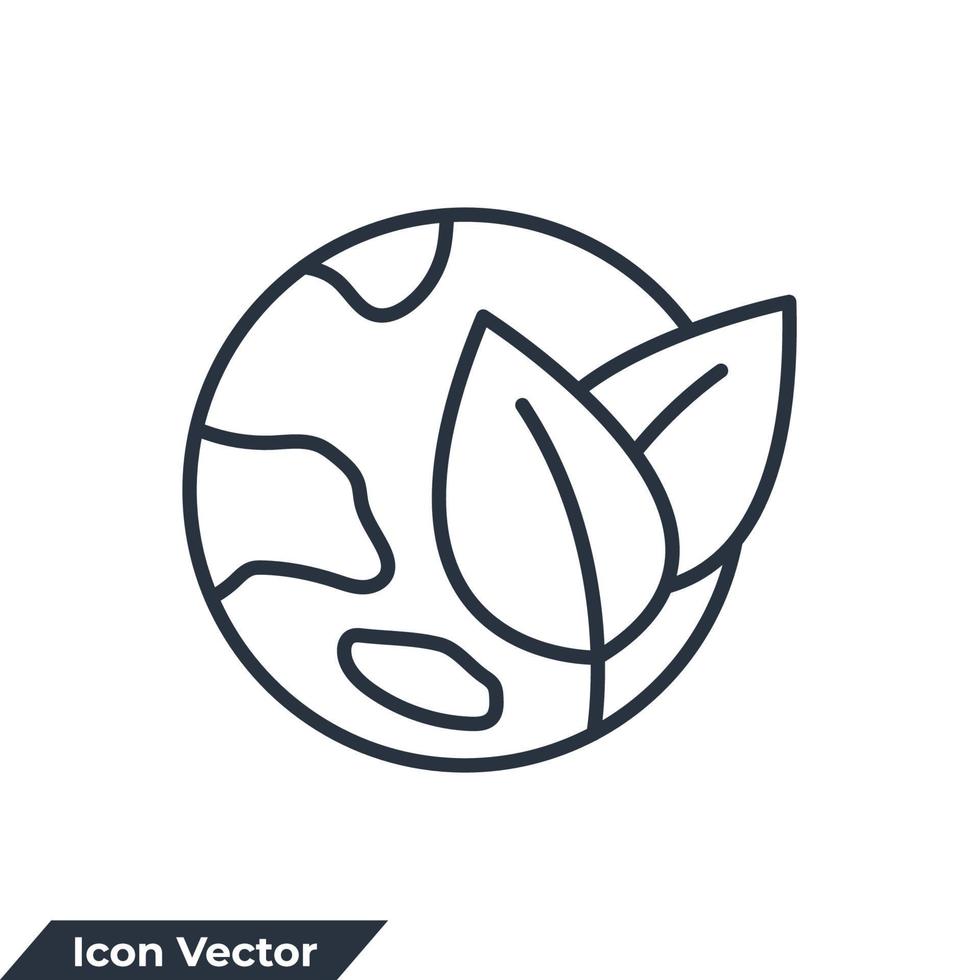 illustrazione vettoriale del logo dell'icona della terra verde. ecologia, natura globale protegge il modello di simbolo per la raccolta di grafica e web design