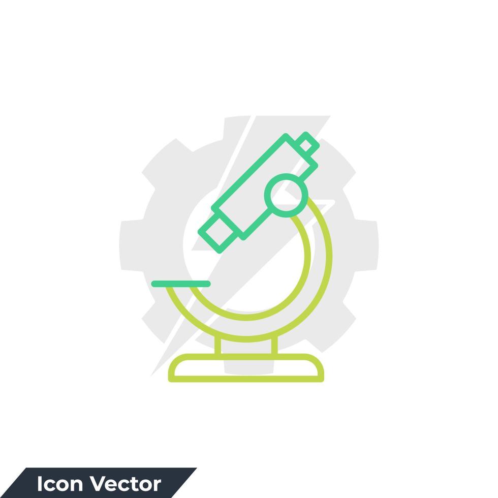 illustrazione vettoriale del logo dell'icona del microscopio. modello di simbolo di foglia e mano, farmacia e scienza per la raccolta di grafica e web design