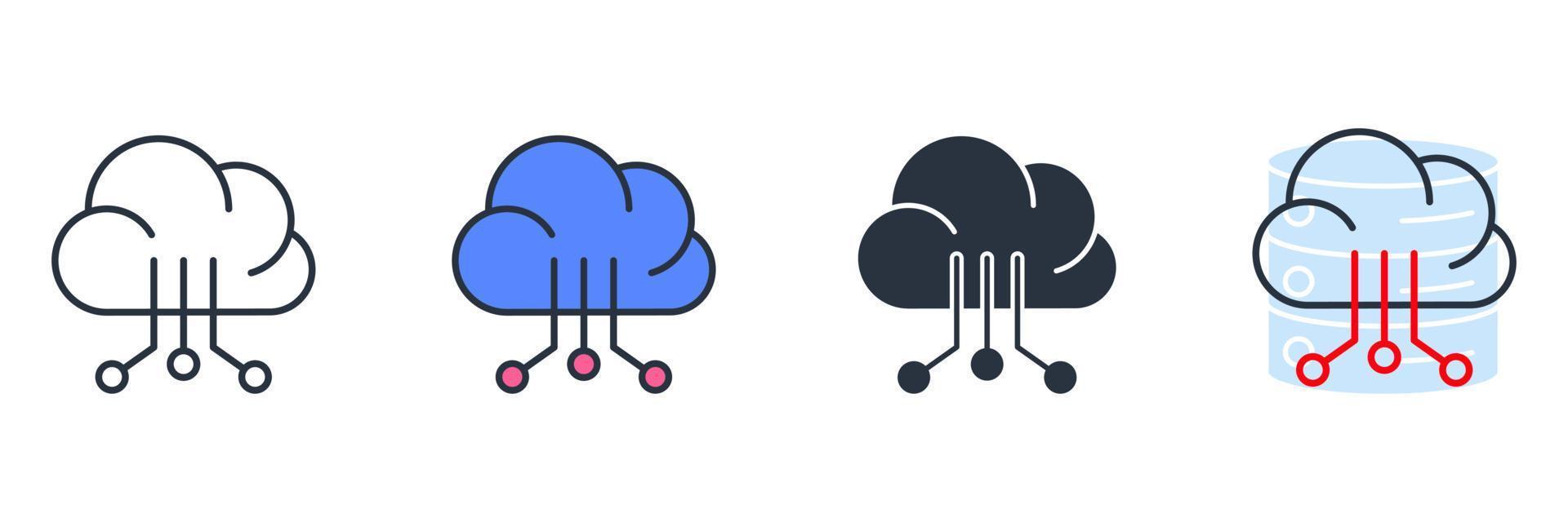 illustrazione vettoriale del logo dell'icona della tecnologia cloud. modello di simbolo di tecnologia cloud per la raccolta di grafica e web design
