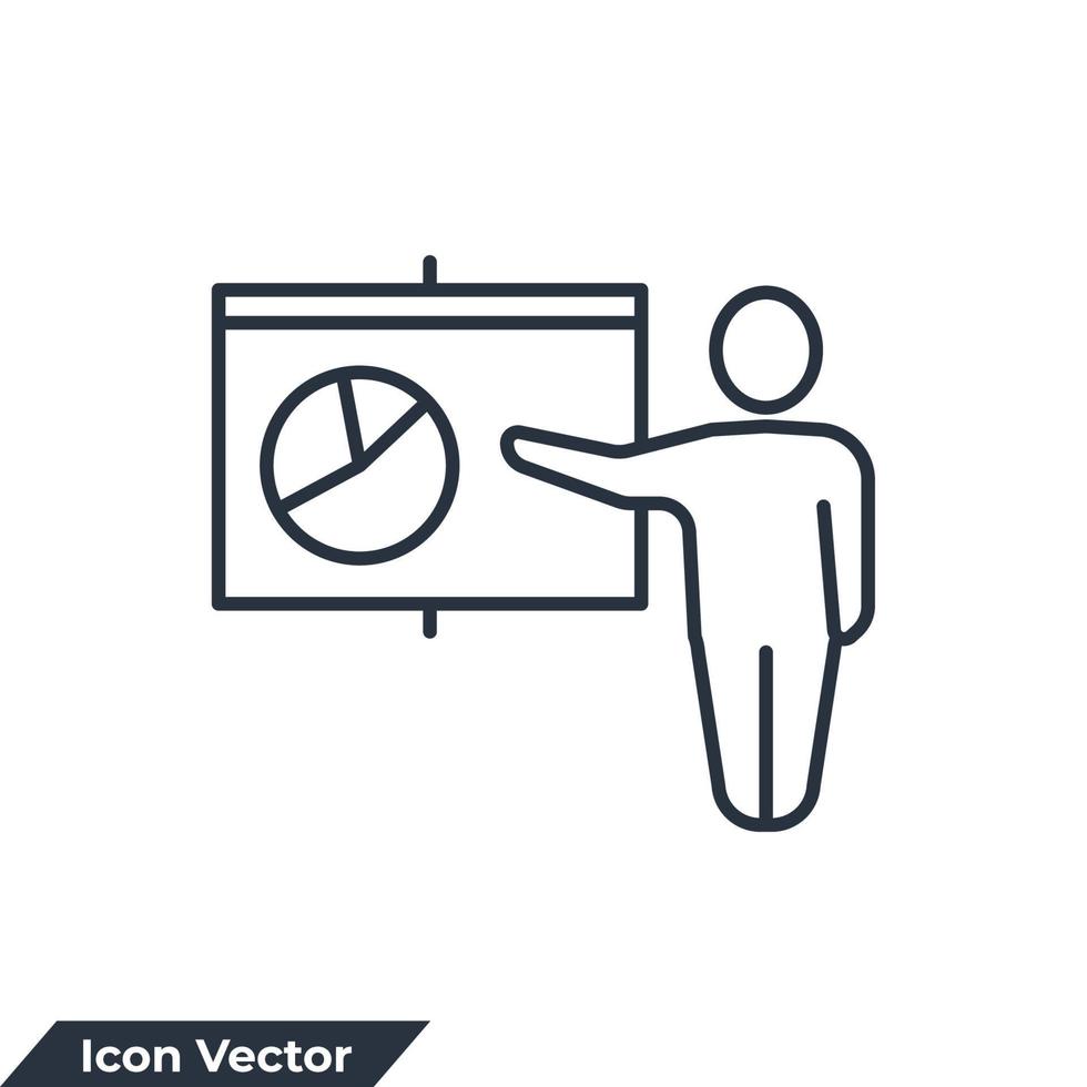 illustrazione vettoriale del logo dell'icona di presentazione. modello di simbolo di formazione per la raccolta di grafica e web design