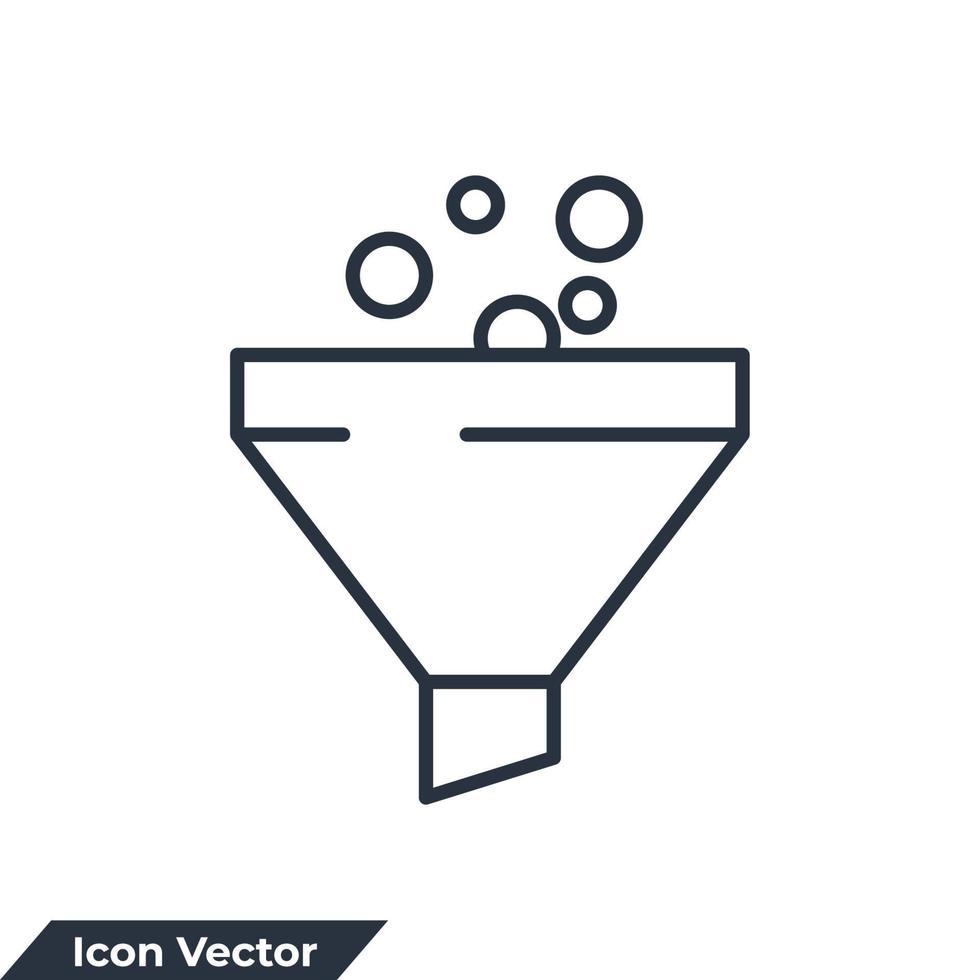 illustrazione vettoriale del logo dell'icona dell'imbuto. modello di simbolo del filtro dati per la raccolta di grafica e web design