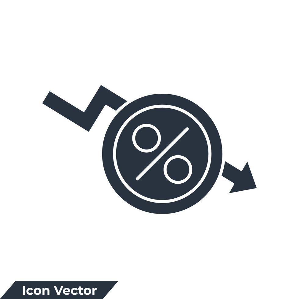 diminuzione icona logo illustrazione vettoriale. modello di simbolo di percentuale in meno per la raccolta di grafica e web design vettore