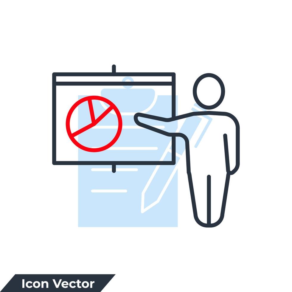 illustrazione vettoriale del logo dell'icona di presentazione. modello di simbolo di formazione per la raccolta di grafica e web design