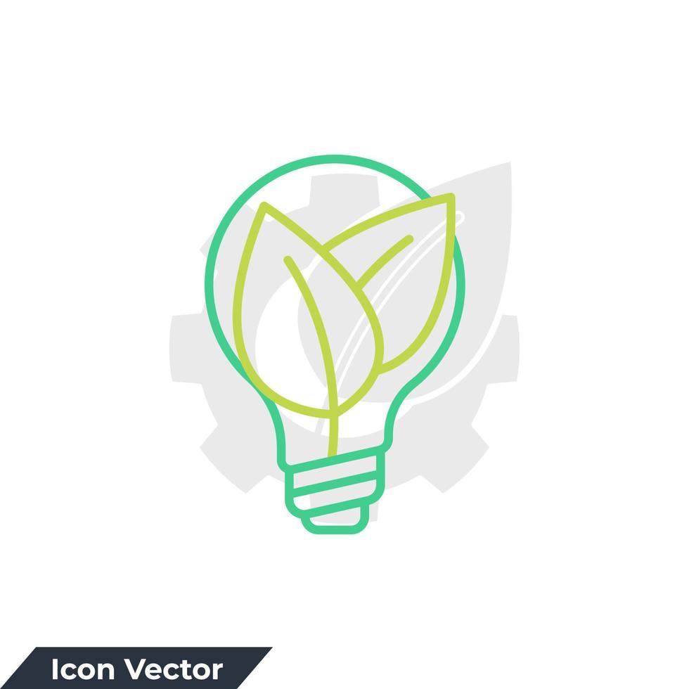 illustrazione vettoriale del logo dell'icona della lampadina eco. lampada lampadina ambientale con modello simbolo foglia per la raccolta di grafica e web design