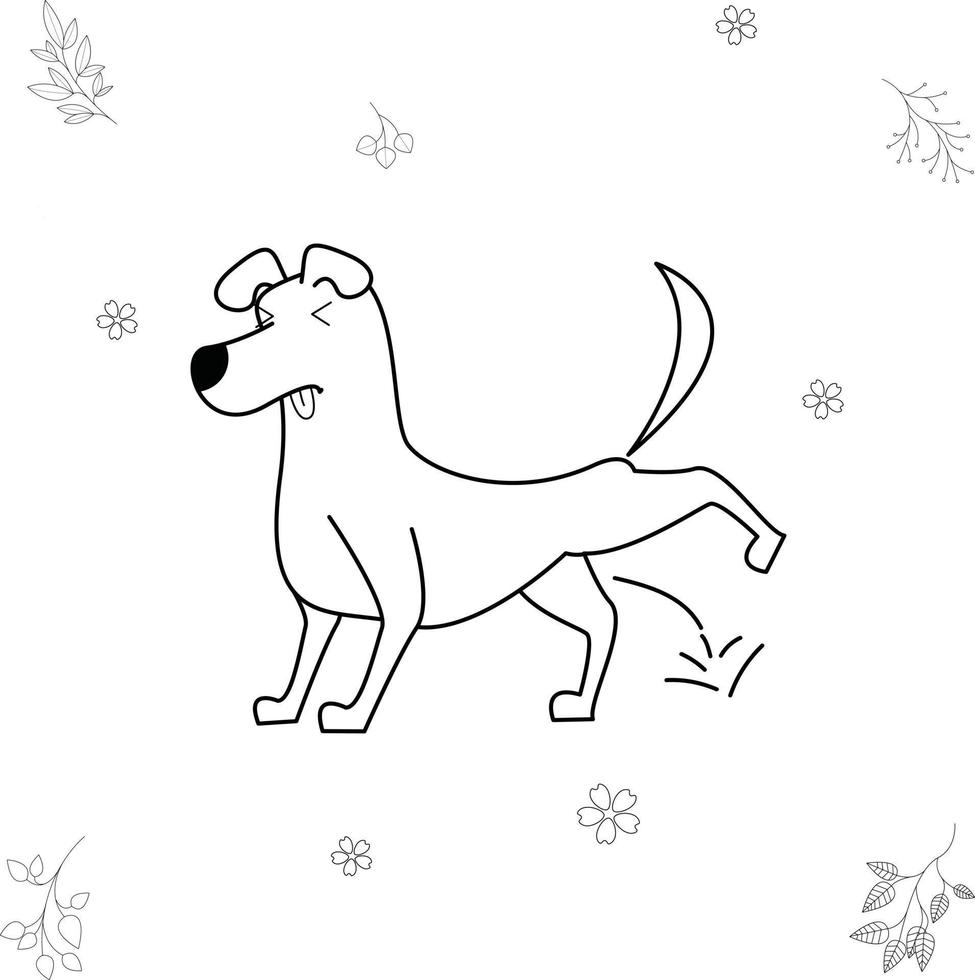 illustrazione vettoriale cane per libro da colorare