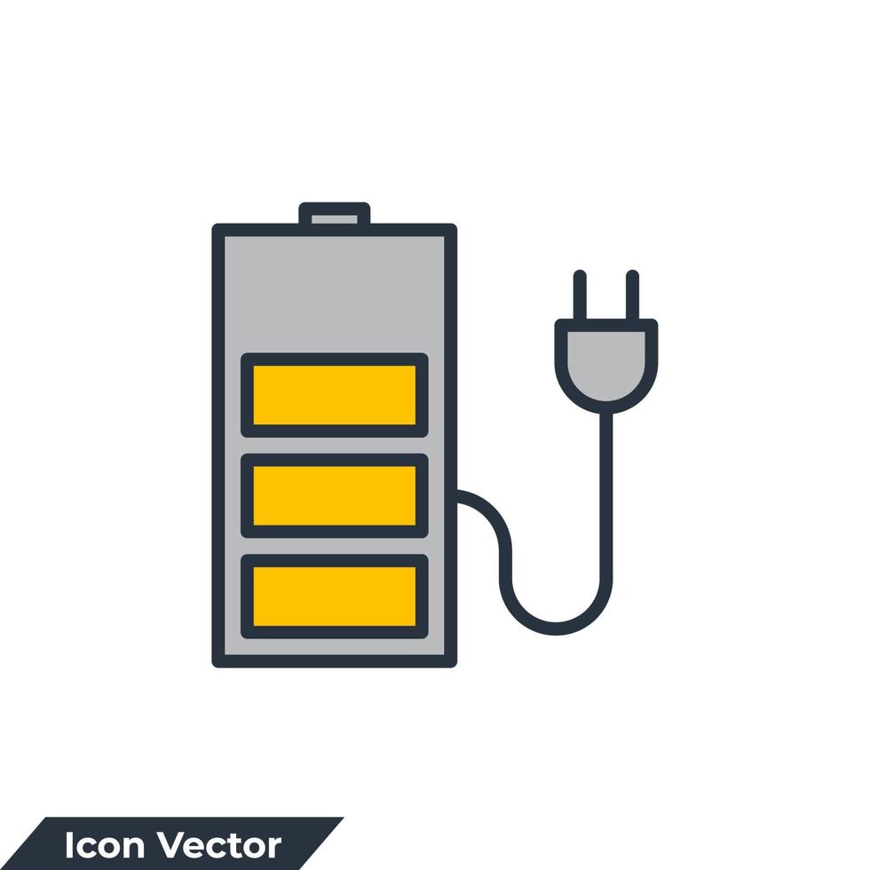 illustrazione vettoriale del logo dell'icona di carica della batteria. modello di simbolo di carica per la raccolta di grafica e web design