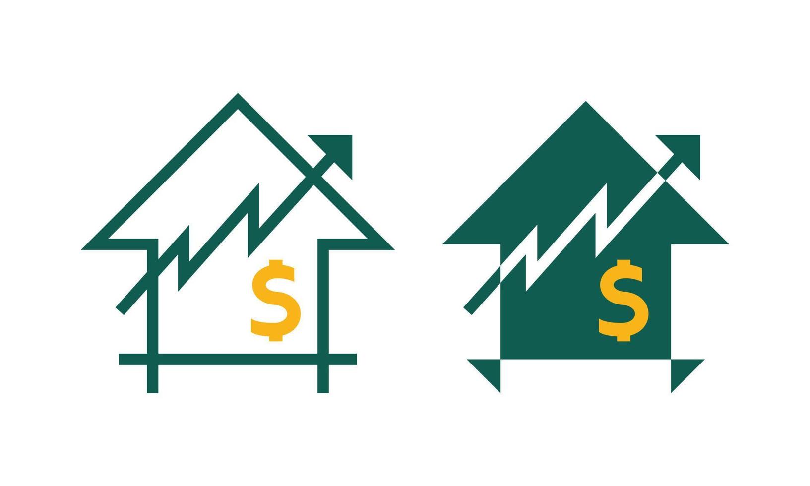 immagine vettoriale dell'icona di crescita dei prezzi delle case