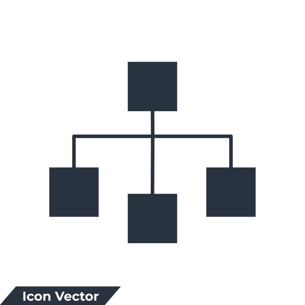 illustrazione vettoriale del logo dell'icona del diagramma di flusso. modello di simbolo dell'organigramma per la raccolta di grafica e web design