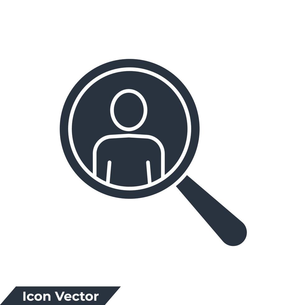 illustrazione vettoriale del logo dell'icona di ricerca. lente d'ingrandimento wit modello simbolo persone per la raccolta di grafica e web design