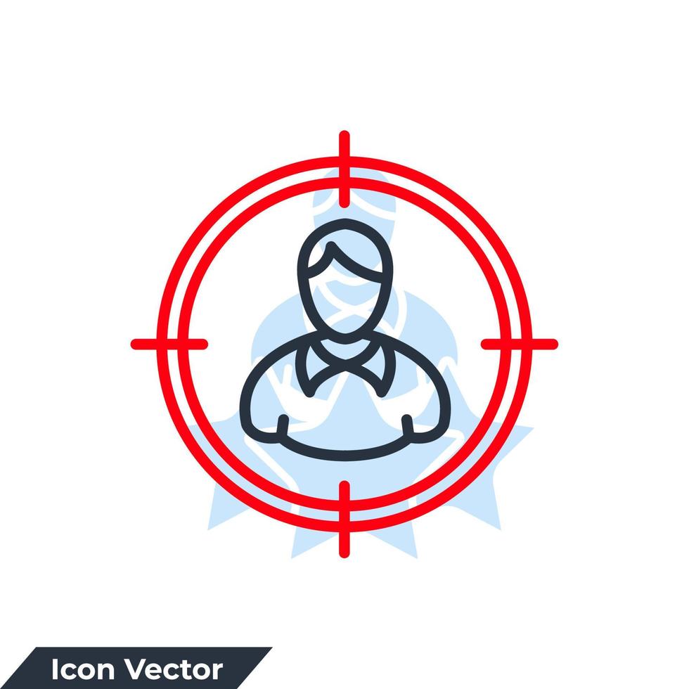 illustrazione vettoriale del logo dell'icona di caccia alla testa. modello di simbolo di persone di destinazione per la raccolta di grafica e web design