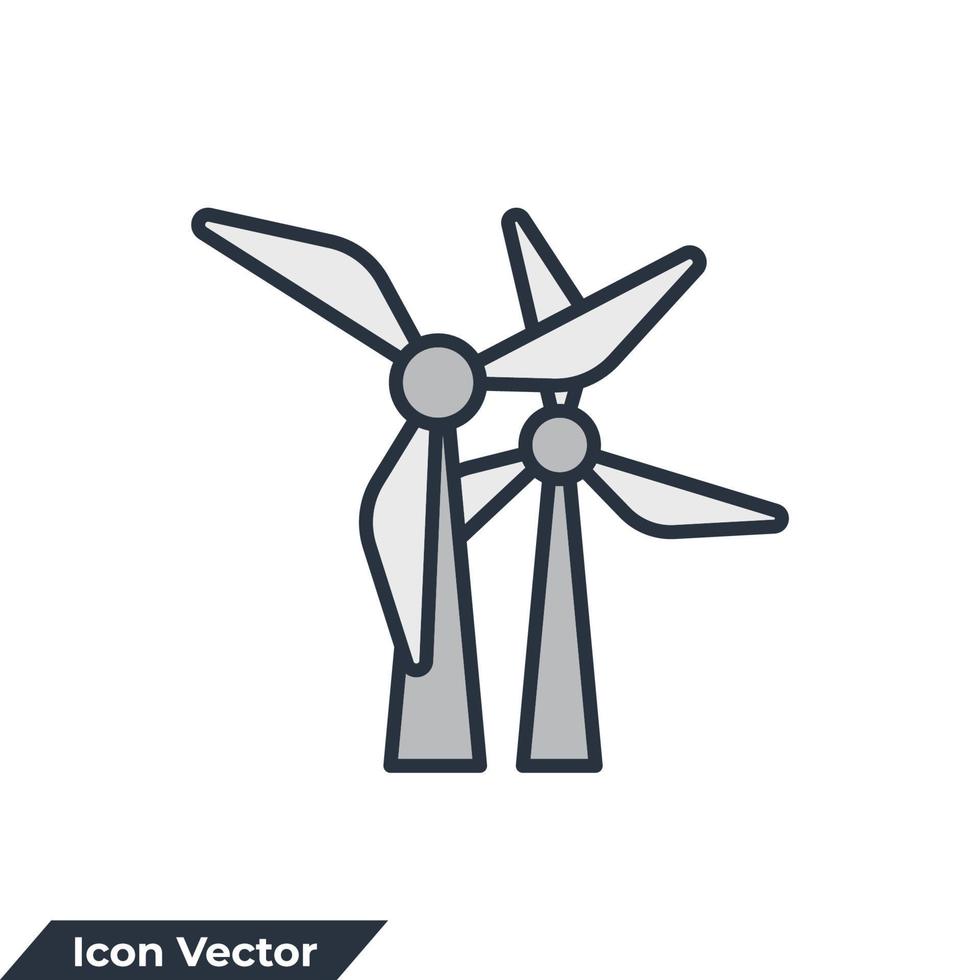 illustrazione vettoriale del logo dell'icona della turbina eolica. modello di simbolo di energia eolica per la raccolta di grafica e web design