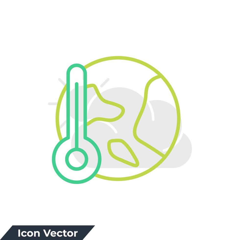 illustrazione vettoriale del logo dell'icona del riscaldamento globale. modello di simbolo di temperatura globale per la raccolta di grafica e web design