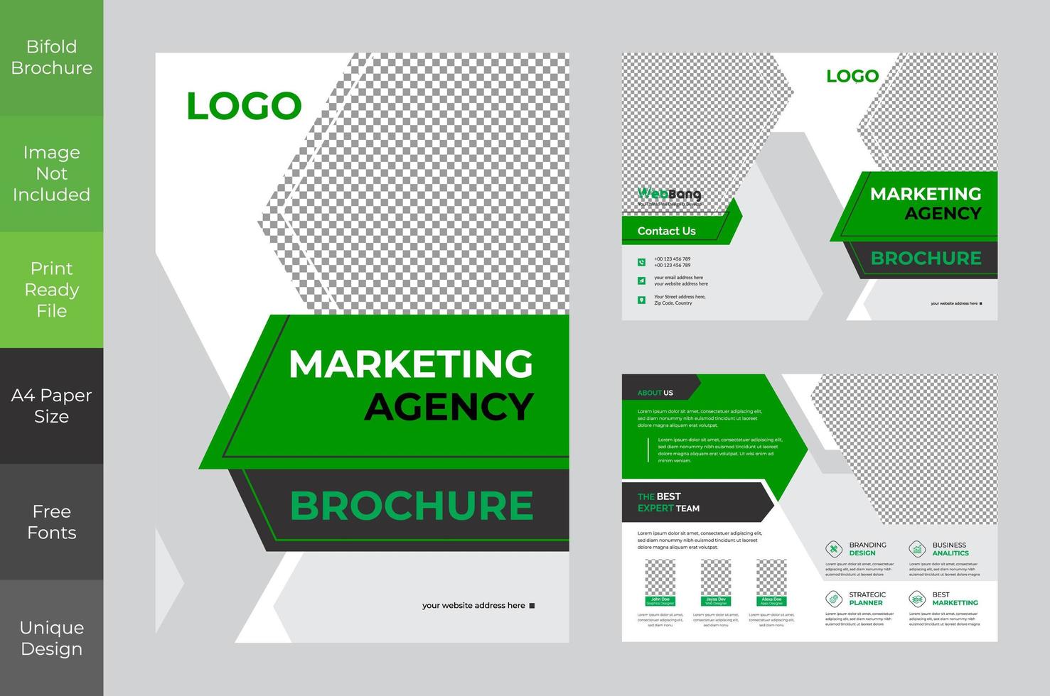 progettazione brochure pieghevole verde marketing aziendale audace vettore