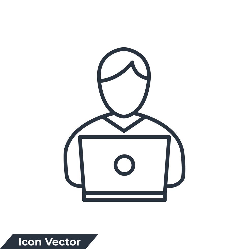 illustrazione vettoriale del logo dell'icona del lavoro a distanza. modello di simbolo dei dipendenti per la raccolta di grafica e web design