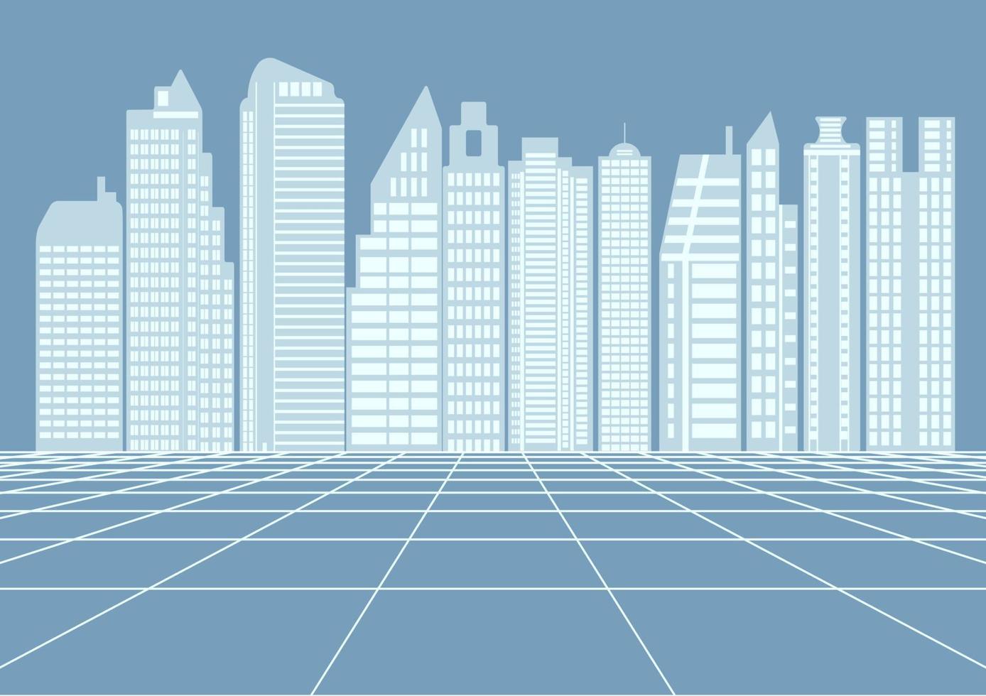 progettazione grafica disegno torre dell'edificio con illustrazione vettoriale del paesaggio del pavimento