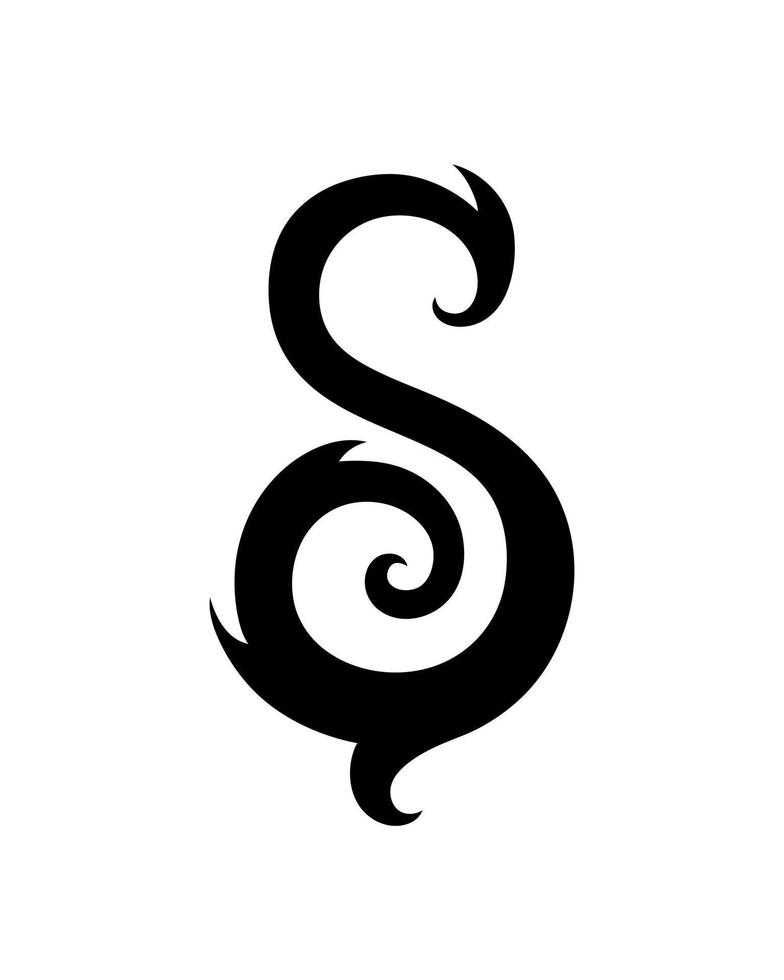 simbolo della lettera s. per logo, tatuaggio, emblema, monogramma, scudo. stile maori tribale. vettore