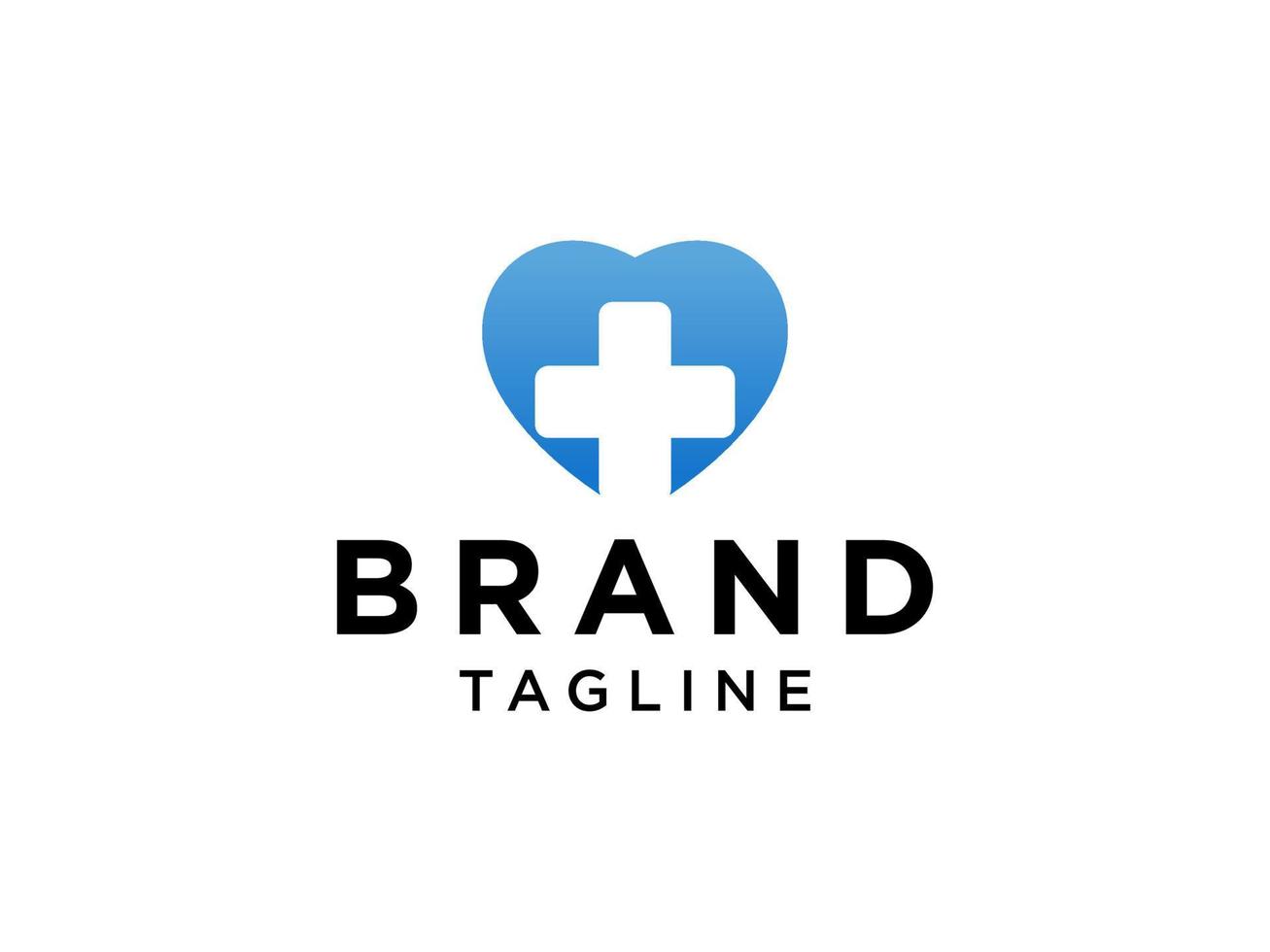 logo medico sanitario. simbolo del cuore lineare blu con stetoscopio e croce più segno all'interno isolato su sfondo bianco. elemento del modello di progettazione logo vettoriale piatto.