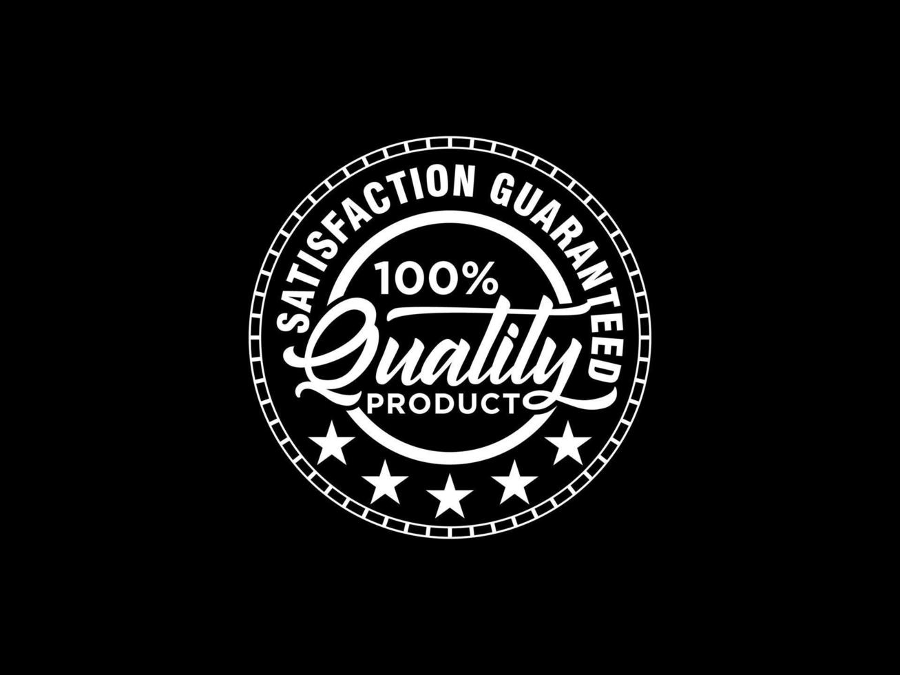 Design del logo del timbro del prodotto di qualità garantita al 100%. utilizzabile per loghi aziendali e di branding. elemento del modello di progettazione logo vettoriale piatto.