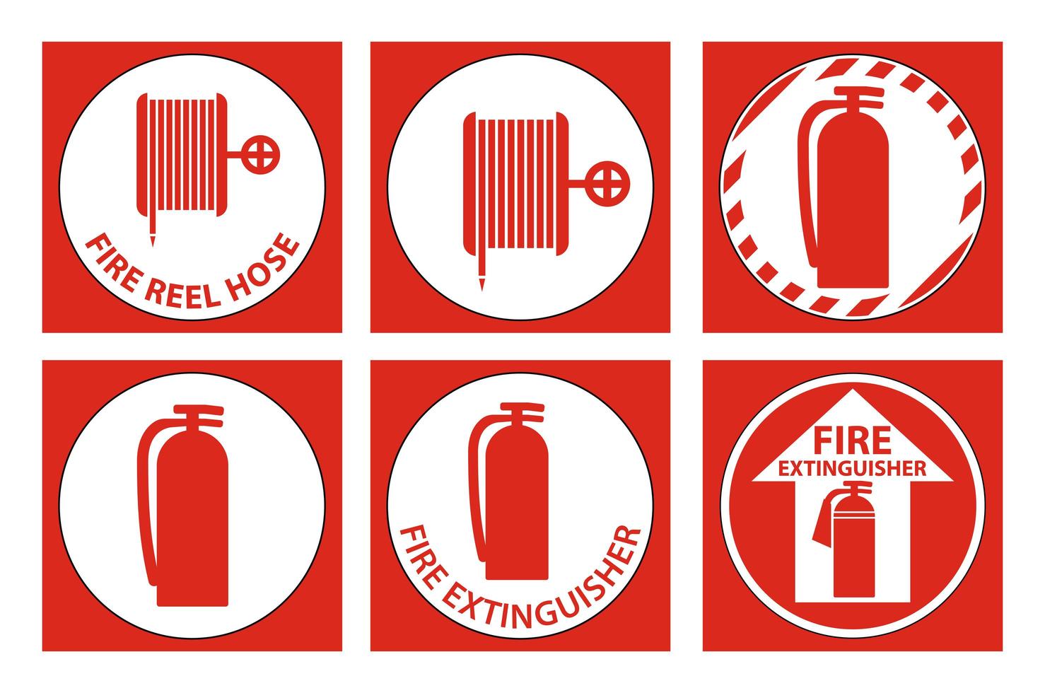 set di etichette di attrezzature antincendio vettore