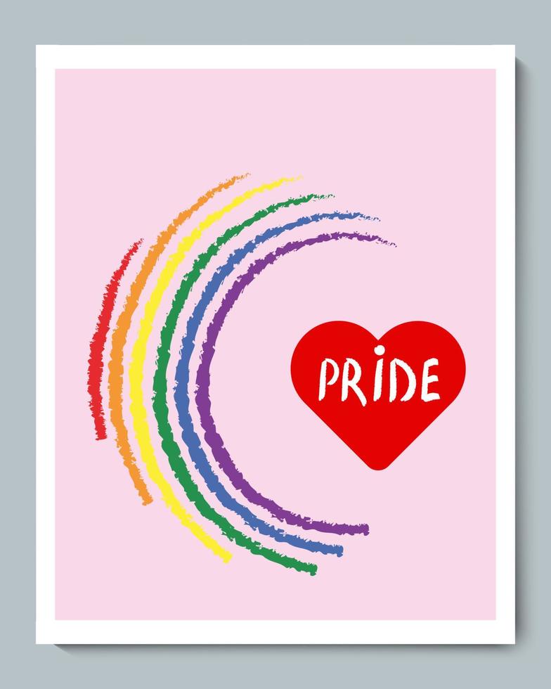 semicerchio di struttura arcobaleno con simbolo del cuore di genere e orgoglio di iscrizione doole vettore