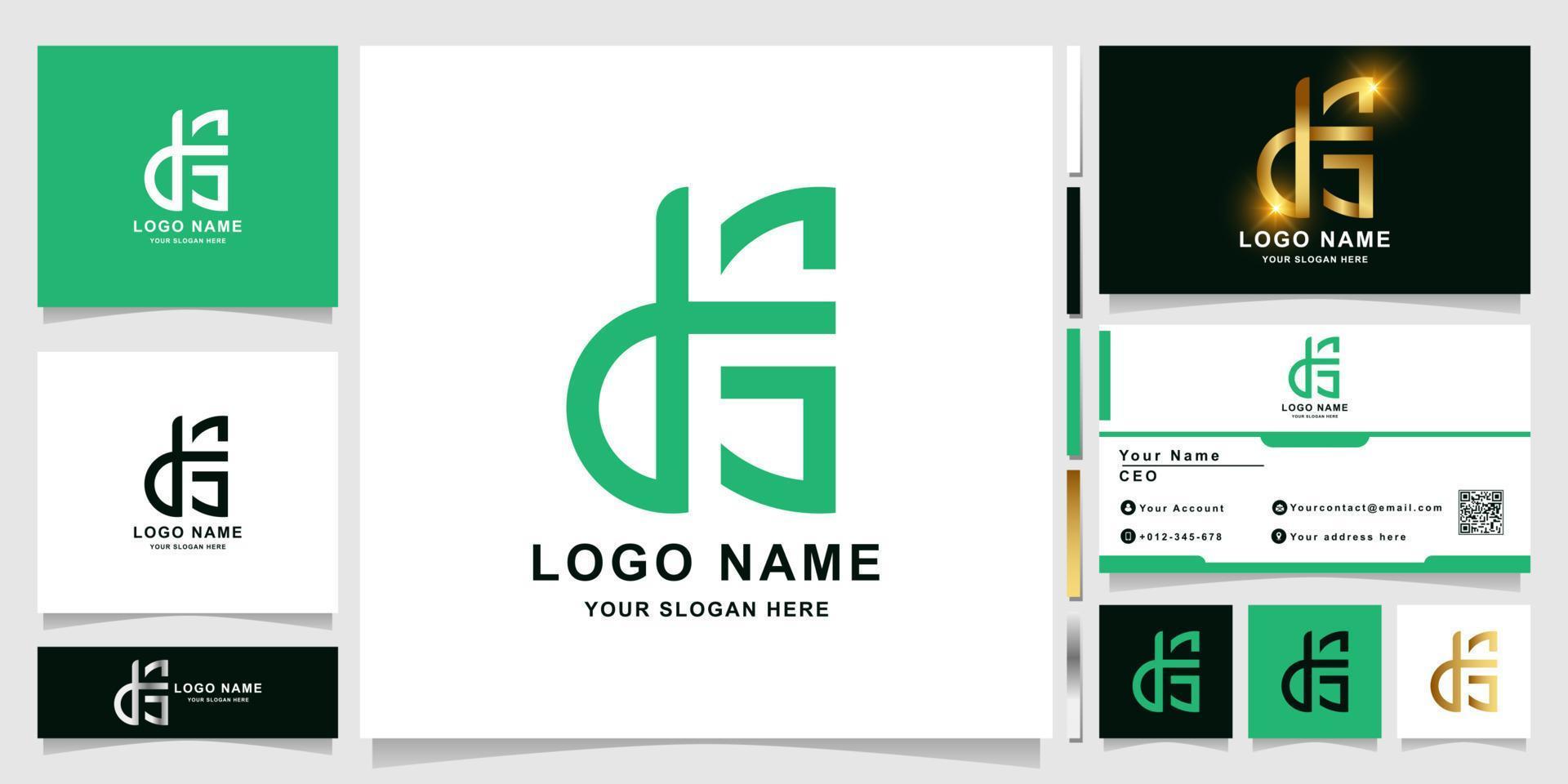 modello di logo monogramma minimalista ed elegante lettera dhg o dg con design biglietto da visita vettore
