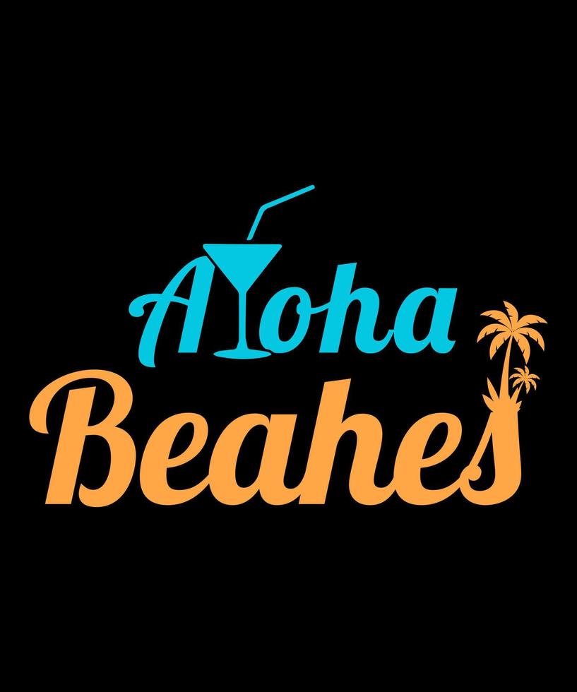 design della maglietta con logo aloha spiagge vettore